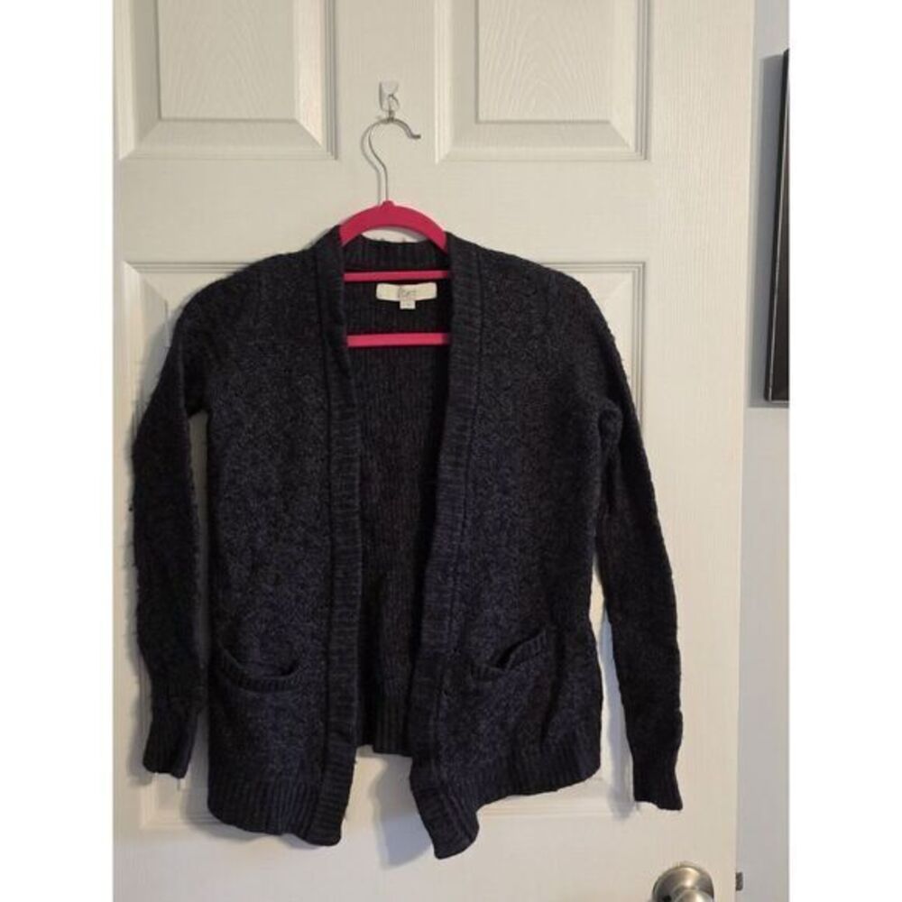 Ann Taylor Loft Women's Black Gray Open Cardigan Sweater Size Small